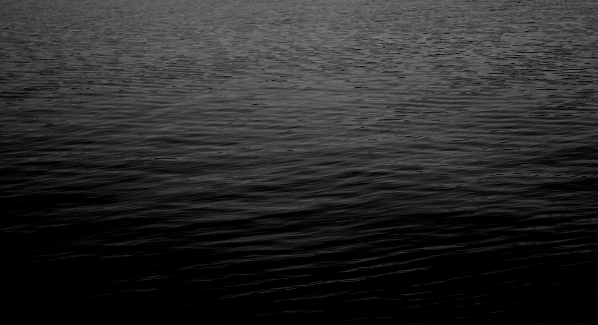 A still image from a black and white video of Biscayne Bay